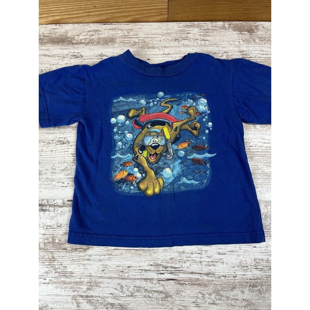 Rare Vintage 90s Scooby Doo Kids T Shirt Size 3T Under Water Snorkeling Fish